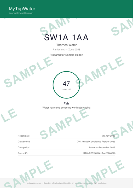 Sample report — overall score page