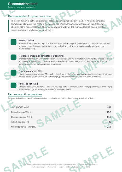 Sample report — recommendations